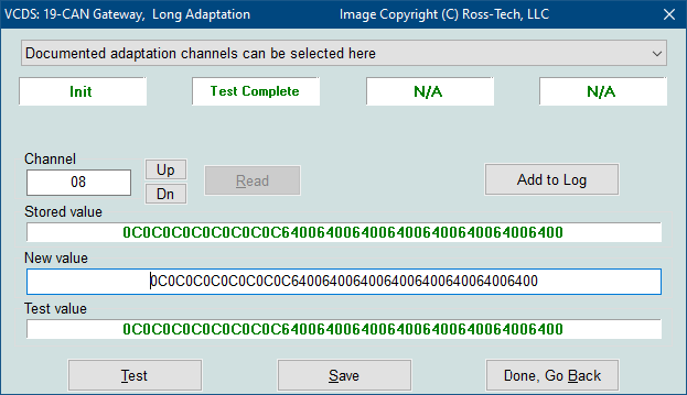 Screenshot of VCDS Long Adaptation